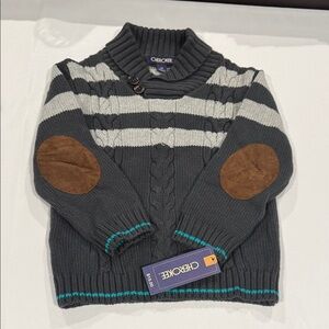 Cherokee Men's Dark Gray Sweater with Brown Patches